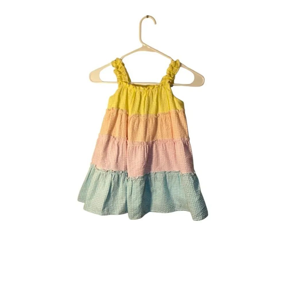 Bonnie Jean toddler girls, multicolor, ruffle, tiered, seersucker sundress 4T